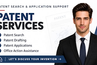provide patent search, patent drafting, and patent application assistance