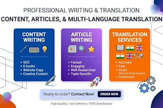 write high quality ebook and content or translate in marathi