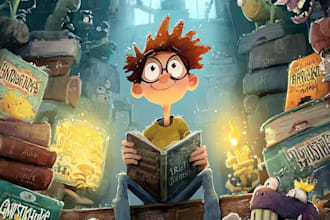 do a cartoon book cover illustration