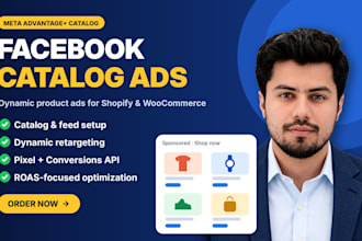 set up facebook catalog ads, meta dynamic product ads and shopify fb ads