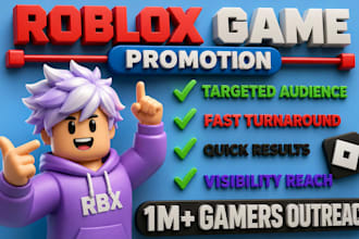 roblox game promotion, roblox ads, roblox groups, roblox marketing to 100k gamer