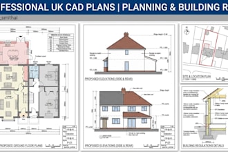 draw UK planning permission and building control cad plans