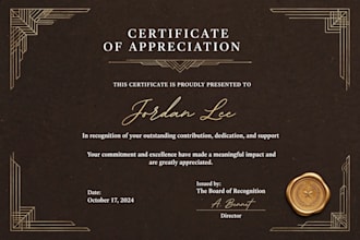 design luxury modern certificate of appreciation award