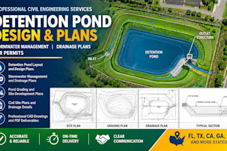 provide detention pond design, stormwater management, and drainage plans