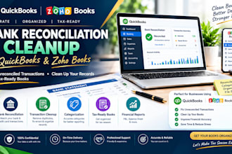 do bank reconciliation transaction clean up for tax in quickbooks, zohobooks