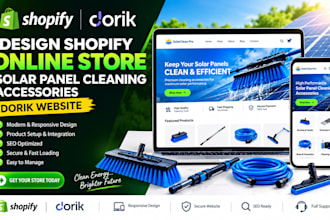 design shopify online store solar panel cleaning accessories dorik website