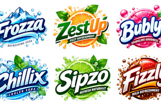 design a professional, soft drink, beverage, fizzy, soda can, refresh soda logo
