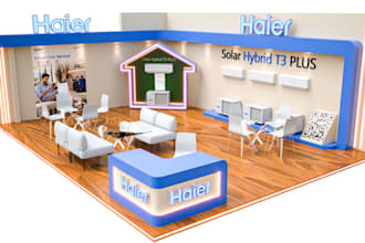 design a 3d exhibition booth, trade show stand and spatial