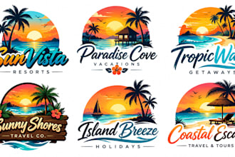 design a professional, beach, tropical, sunshine, vacation, sunset summer logo
