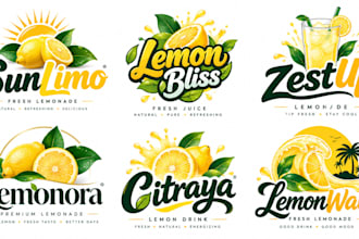 design a professional, lemon, juice, fresh drink, beverage, summer lemonade logo
