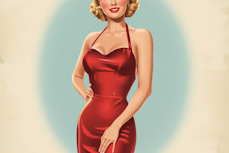 pin up girl and pin up girl illustration