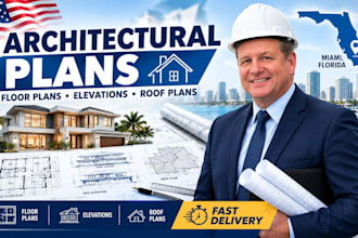 draw architectural floor plans, elevations, site and roof plans in miami florida
