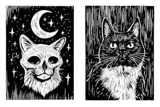 draw rustic vintage linocut illustrations for your brand
