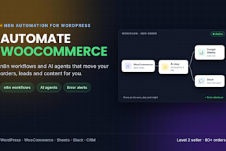 build n8n automation, n8n workflow and ai agent for wordpress and woocommerce