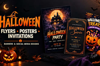 design halloween flyers, posters, banners and invitations