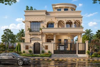 do 3d front elevation and exterior architectural rendering