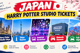 book harry potter studio, skytree, teamlab borderless, nintendo musuem tickets