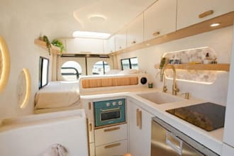 design 3d motorhome, camper van, caravan food truck with realistic rendering