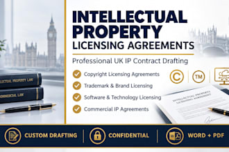 prepare customized intellectual property licensing agreements has UK solicitor