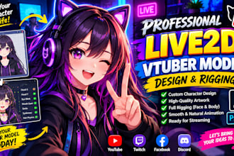 design and rig pro live 2d vtuber model for streaming
