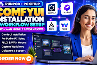install comfyui on runpod or your pc with flux wan models and workflows