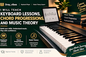 teach keyboard lessons, chord progressions, and music theory