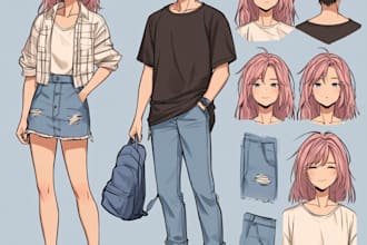 draw custom anime oc character reference sheet