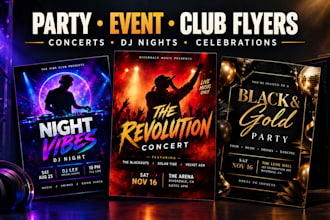 design party flyers, event, club and concert flyers