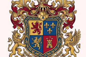 do custom coat of arms, heraldic and family crest logo