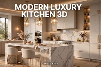 design modern luxury kitchen 3d rendering