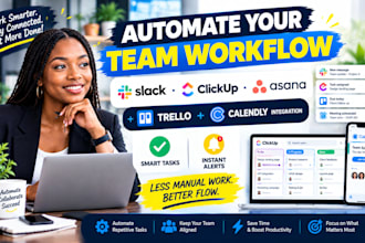 integrate slack clickup asana trello calendly teams for task automation workflow