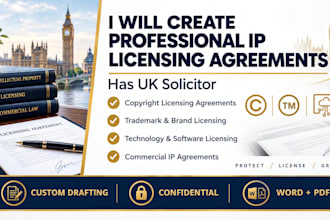 create professional IP licensing agreements has  UK solicitor
