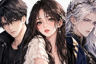 draw manhwa, anime and illustrate manga and webtoon style with detailed faces