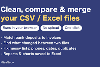 build a browser tool to clean, compare and merge csv or excel files