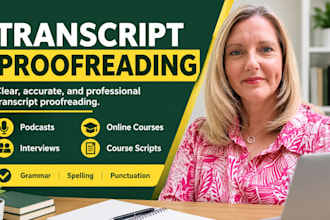 proofread podcast transcripts, interviews, and course scripts