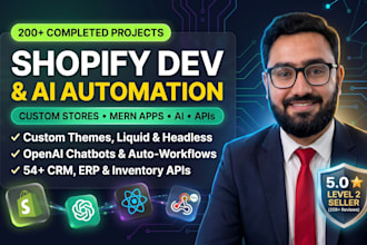 build custom shopify app, api integration and ai automation