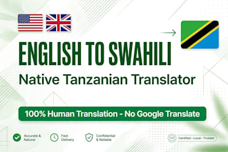 translate english to native swahili tanzania accurately
