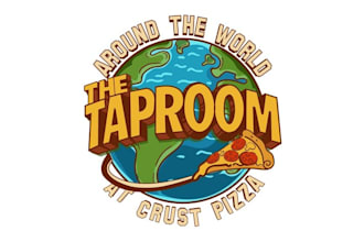design taproom crust pizza co takeover theme around logo