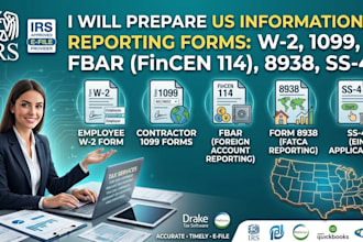 prepare US w2 form1099 fbar form8938 ss4 information reporting