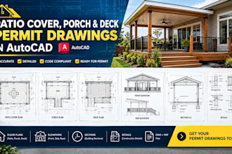 draw patio cover, porch and deck permit drawings in autocad
