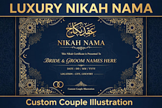 design editable luxury nikah nama template with gold foil