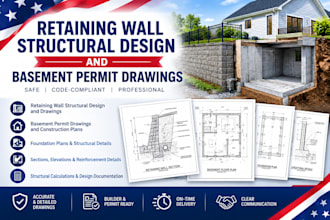 do structural design of retaining wall and basement permit drawings