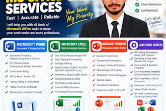 do ms word, excel, powerpoint and PDF tasks