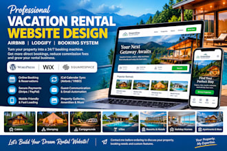 design vacation rental website, airbnb,  lodgify, website with booking system
