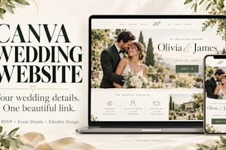 design a personalized canva wedding website with rsvp