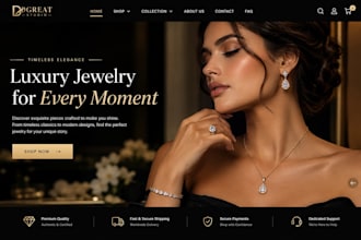 design jewelry shopify store necklace website bracelet wristwatch clothing store