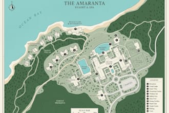 do resort maps, hotel maps, vacation property layouts and hospitality wayfinding