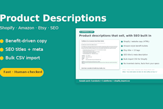 write SEO product descriptions and etsy titles and tags