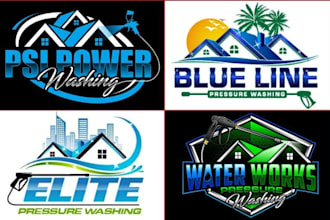 create a unique pressure washing home cleaning and power washing logo for you