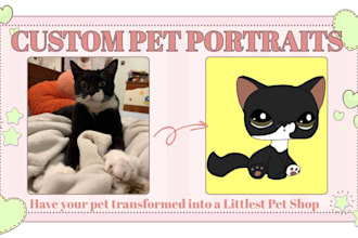 draw pet portraits in the style of littlest pet shop